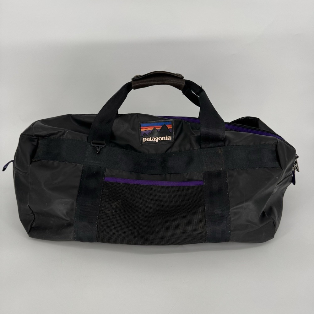 Vintage 90's Patagonia Wet-O-Dry Duffle Bag Luggage Mesh Rare Black‎ Purple READ